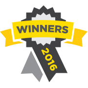 - Salone Estetica in Winchester, MA A ribbon badge with the word "Winners" on a yellow banner and "2016" on a black ribbon. - Salone Estetica in Winchester, MA